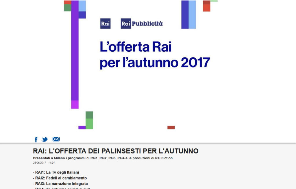  Programmi Rai autunno 2017